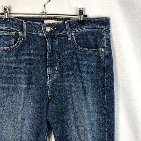 Levi's 721 High Rise Dark Wash Distressed Knee Skinny Jeans 32 - Picture 3 of 4